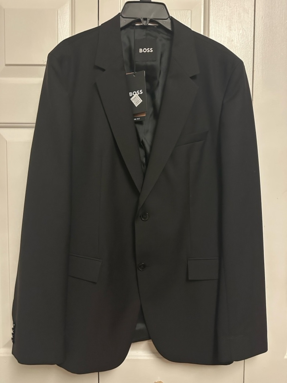 BOSS Huge Men's Black Virgin Wool Blend Sport Coat Two-Button Suit Jacket 42R